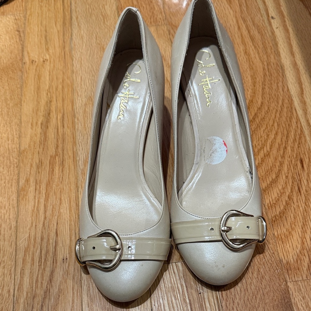 Cole Haan Women's Beige Buckle Heels